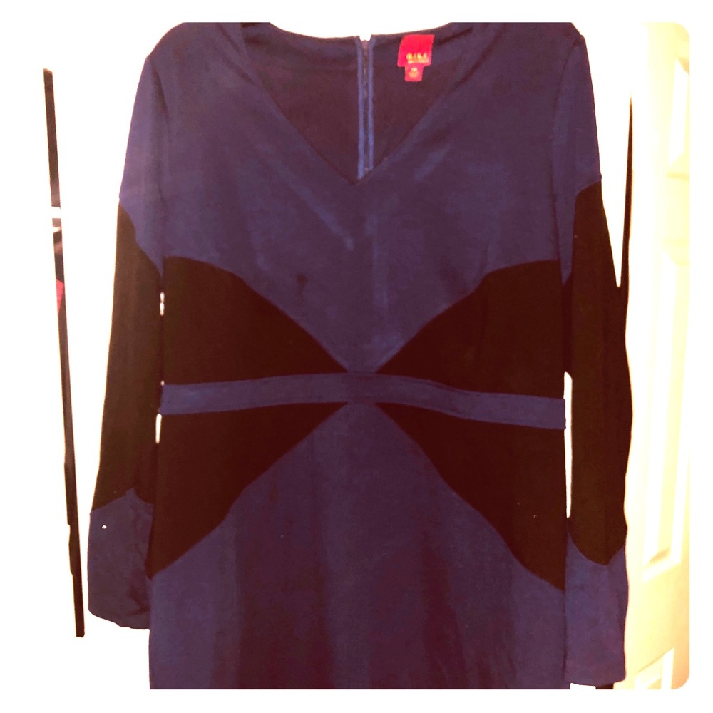 G.i.l.i. Blue black colorblock v neck dress